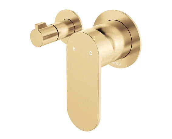 Fienza Empire Slim Wall Diverter Mixer, Small Round Plates, Horizontal, Urban Brass