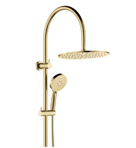 Fienza Empire Slim Curved Twin Shower, Urban Brass