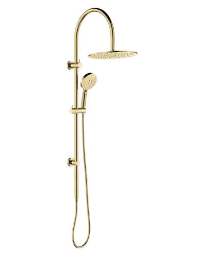 Fienza Empire Slim Curved Twin Shower, Urban Brass