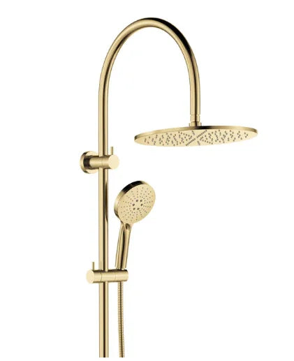 Fienza Empire Slim Curved Twin Shower, Urban Brass