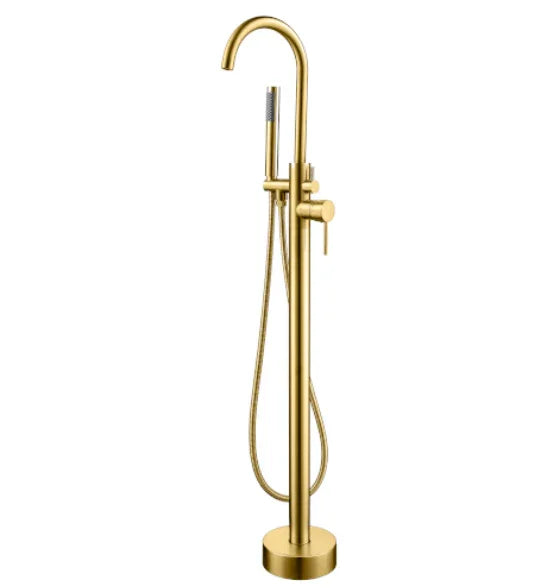 Millennium Cioso Bath Filler W/HandShower, Modern Brass