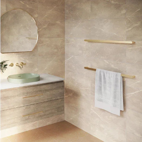 Fienza Empire Slim Single Towel Rail, 800mm, Urban Brass