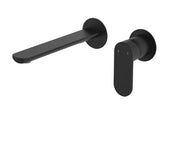 Fienza Empire Slim Basin/Bath Wall Mixer Set, Round Plates, 200mm Outlet, Matte Black