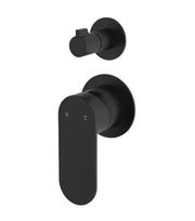 Fienza Empire Slim Wall Diverter Mixer, Small Round Plates, Vertical, Matte Black