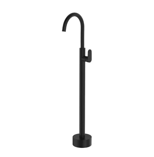 Fienza Empire Slim Floor Mounted Basin/Bath Mixer, Matte Black