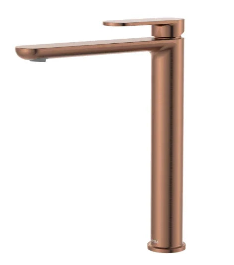 Fienza Empire Slim Cold Start Tall Basin Mixer, Brushed Copper