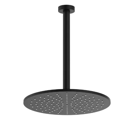Fienza Empire Slim Ceiling Shower 300mm Head, 350mm Drop, Matte Black