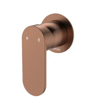 Fienza Empire Slim Wall Mixer, Round Plate, Brushed Copper