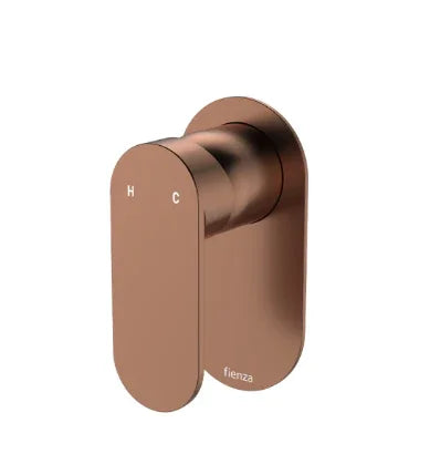 Fienza Empire Slim Wall Mixer, Oval Plate, Brushed Copper