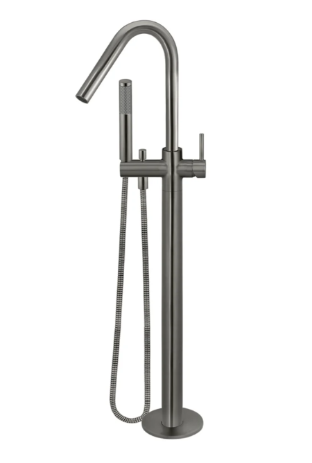 Meir Round Freestanding Bath Spout And Hand Shower | Shadow Gunmetal