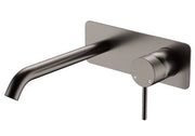 Fienza Kaya Basin/Bath Wall Mixer Set Rectangular Plate 200mm Outlet, Gun Metal