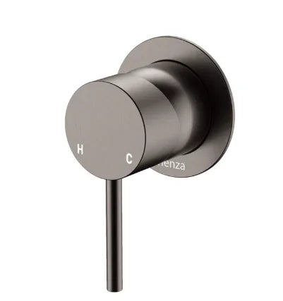 Fienza Kaya Wall Mixer, Small Round Plate, Gun Metal