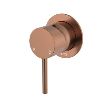 Fienza Kaya Wall Mixer, Small Round Plate, Brushed Copper