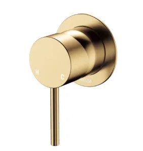 Fienza Kaya Wall Mixer, Small Round Plate, Urban Brass