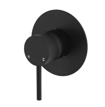 Fienza Kaya Wall Mixer, Large Round Plate, Matte Black