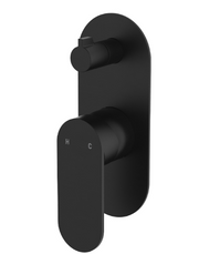 Empire Slim Wall Diverter Mixer, Large Oval Plate, Vertical, Matte Black