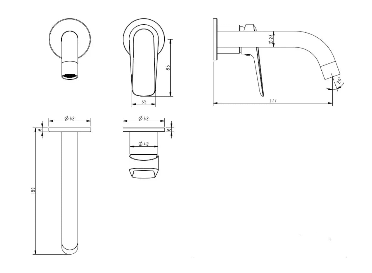 Millennium Glama Wall Basin Mixer Trim Kit Solid Plates, Brushed Nickel