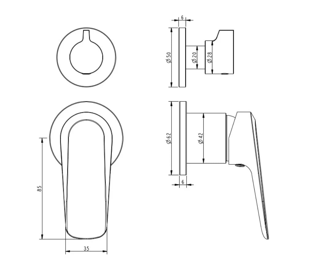 Millennium Glama Diverter Trim Kit Solid Plates, Chrome