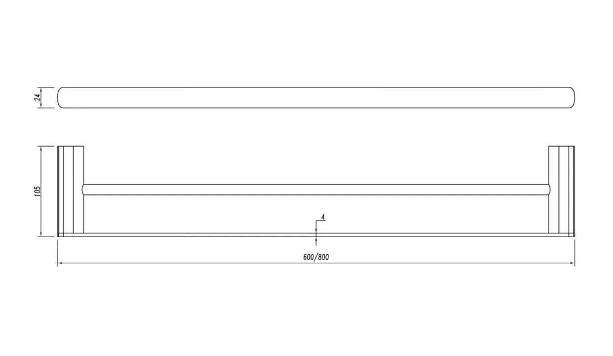 Millennium Glama 800mm Double Towel Rail, Modern Brass