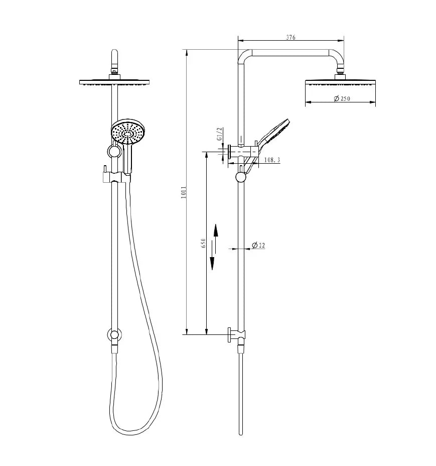 Millennium Glama Combination Shower, Chrome