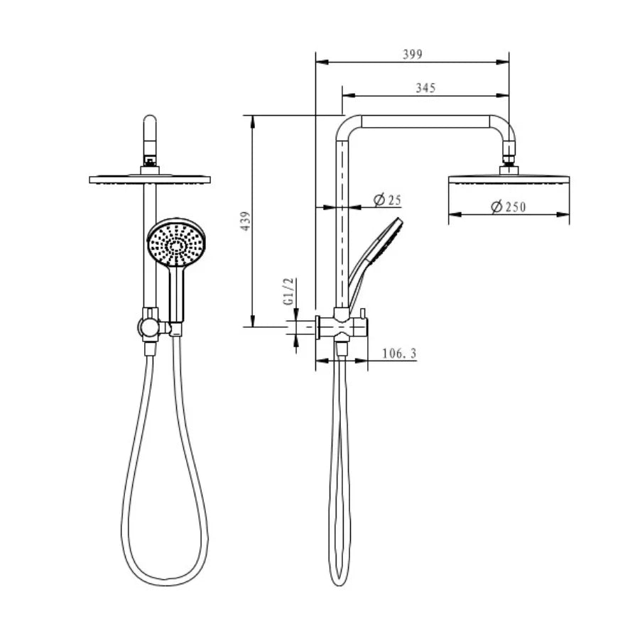 Millennium Glama Dual Shower, Chrome
