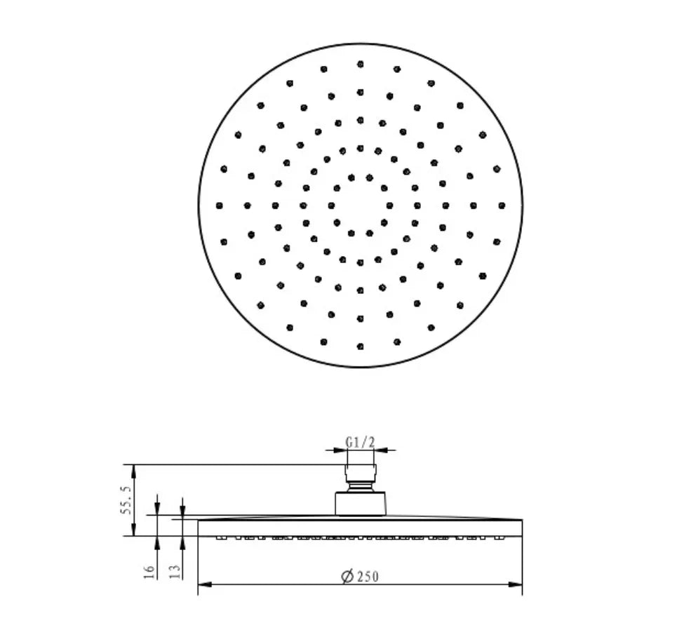 Millennium Glama 250mm Shower Rose, Brushed Nickel