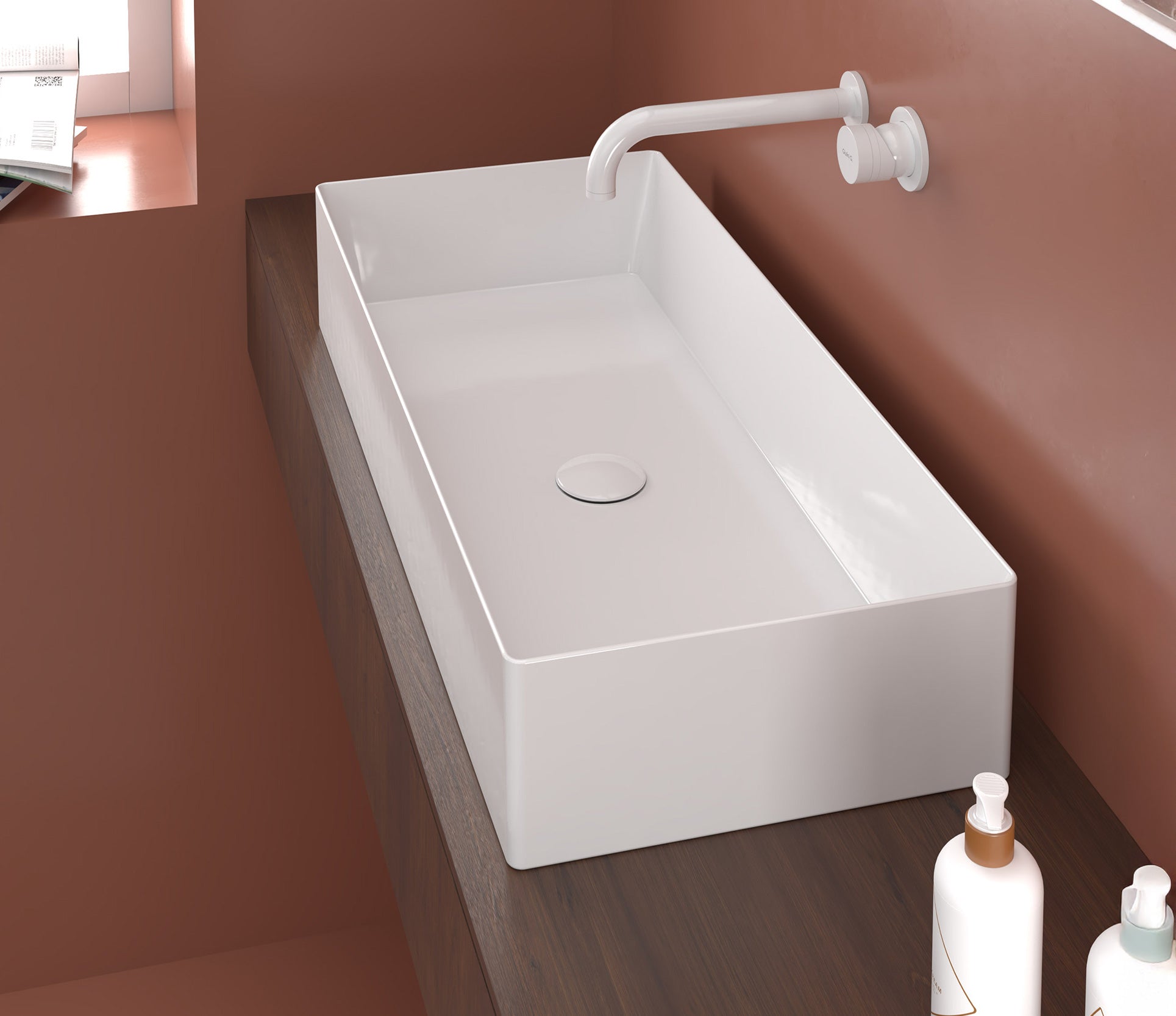 Studio Bagno Shard X 70 Bench Basin, Gloss White
