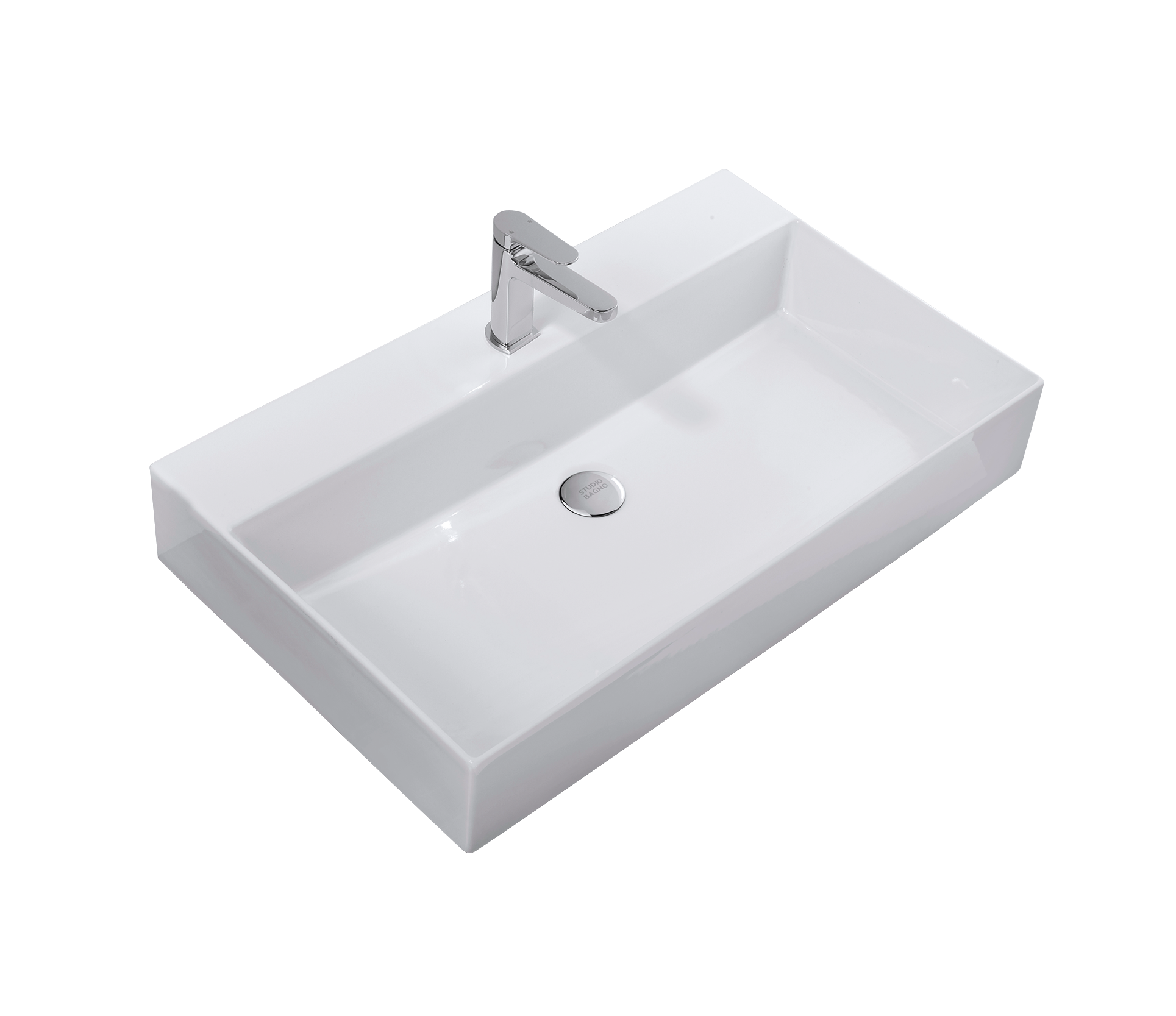 Studio Bagno Shard 75 bench/wall basin NTH, Gloss White