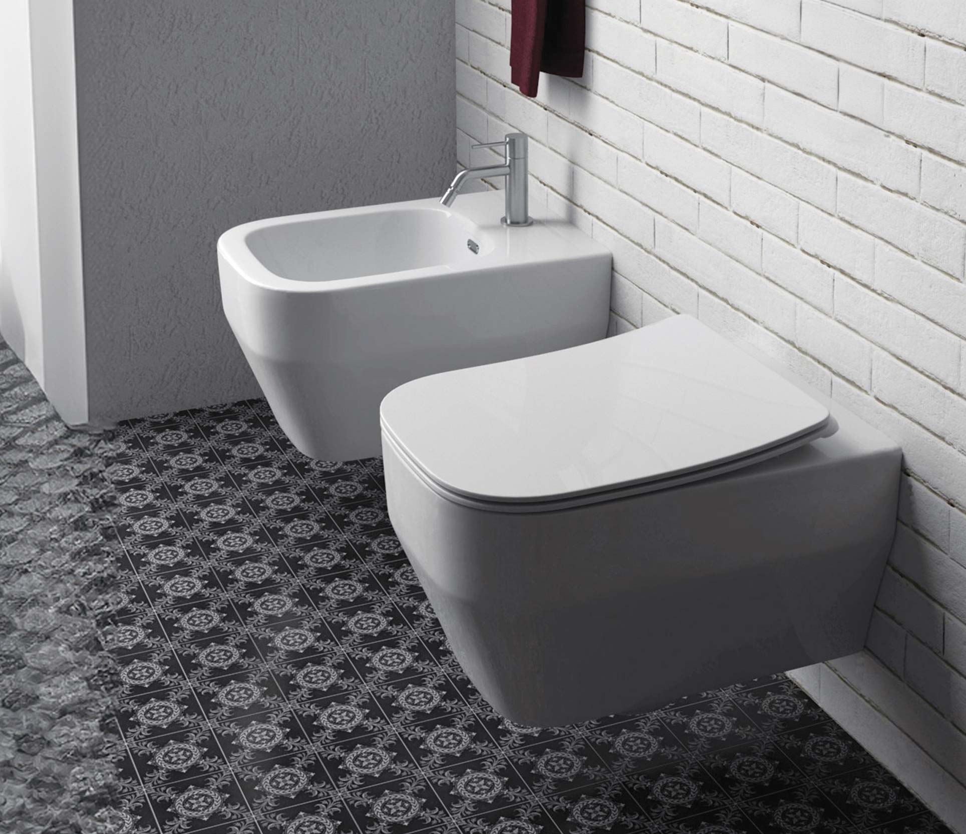Studio Bagno Synthesis Eco Wall Hung Package with Expert Evo w/ Frame Mechanical Cistern, Gloss White