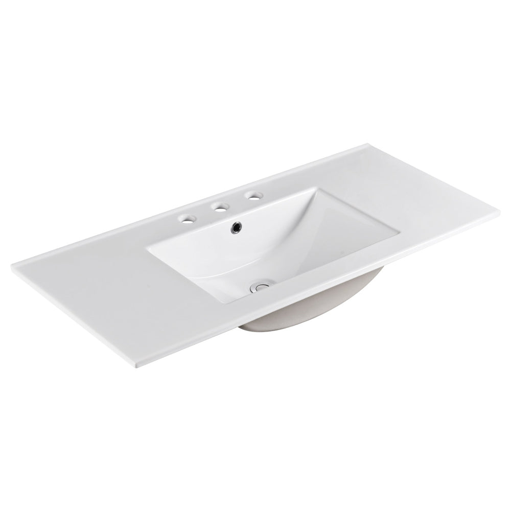 Fienza Dolce Ceramic Basin Top 1000 x 460mm 3TH, Gloss White