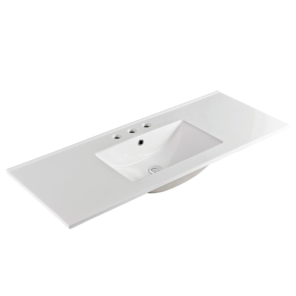 Fienza Dolce Ceramic Basin Top 1200 x 460mm 3TH, Gloss White
