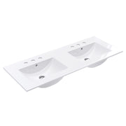 Fienza Dolce Ceramic Basin Top 1200 x 460mm Double Bowl 3TH Suits AU Made Vanities Only, Gloss White