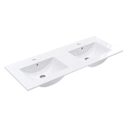 Fienza Dolce Ceramic Basin Top 1200 x 460mm Double Bowl 1TH Suits AU Made Vanities Only, Gloss White