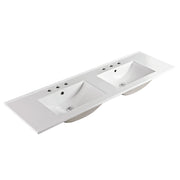 Fienza Dolce Ceramic Basin Top 1500 x 460mm Double Bowl 3TH, Gloss White