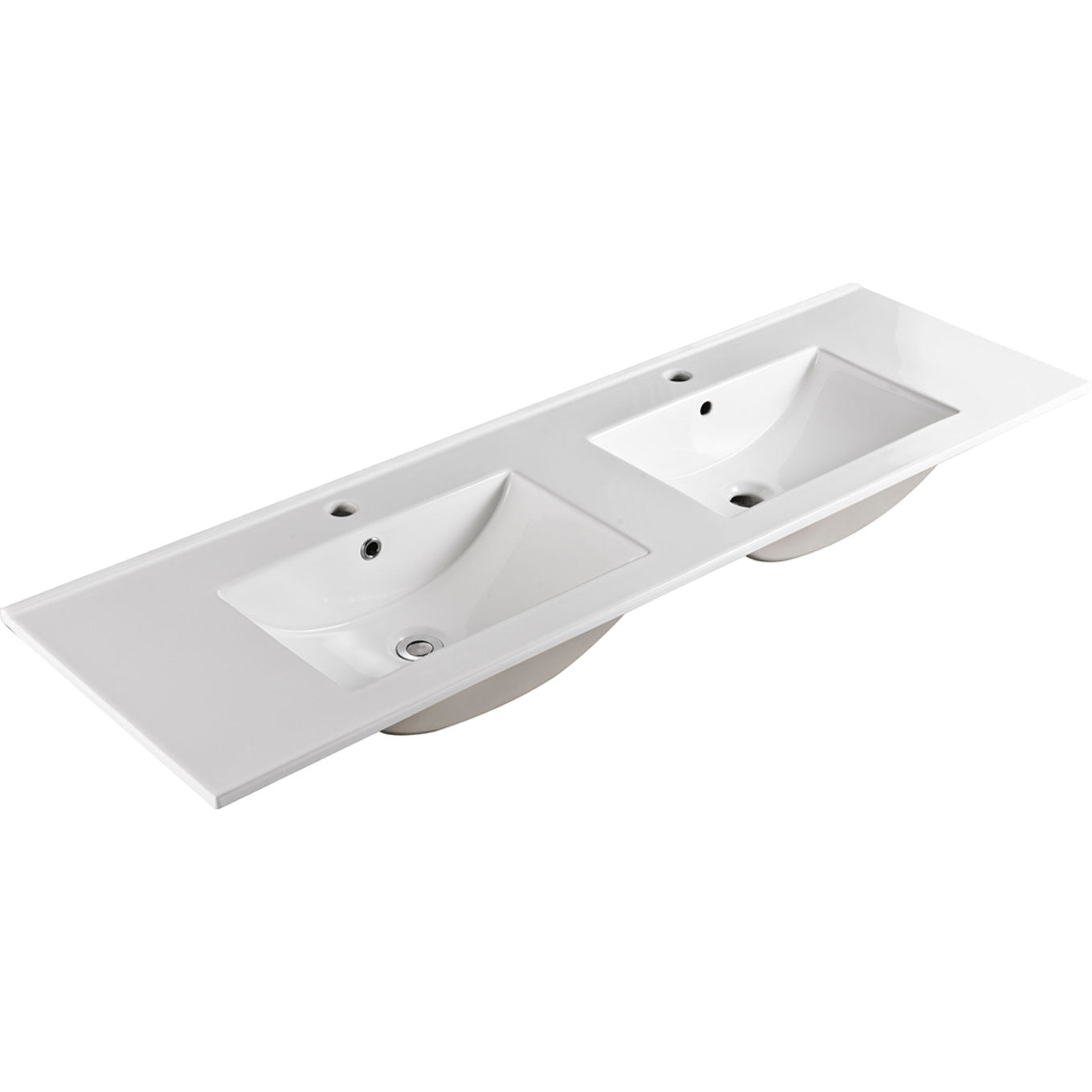 Fienza Dolce Ceramic Basin Top 1500 x 460mm Double Bowl 1TH, Gloss White