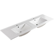 Fienza Dolce Ceramic Basin Top 1500 x 460mm Double Bowl 1TH, Gloss White