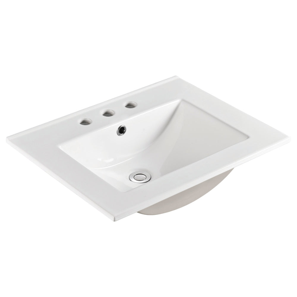 Fienza Dolce Ceramic Basin Top 600 x 460mm 3TH, Gloss White
