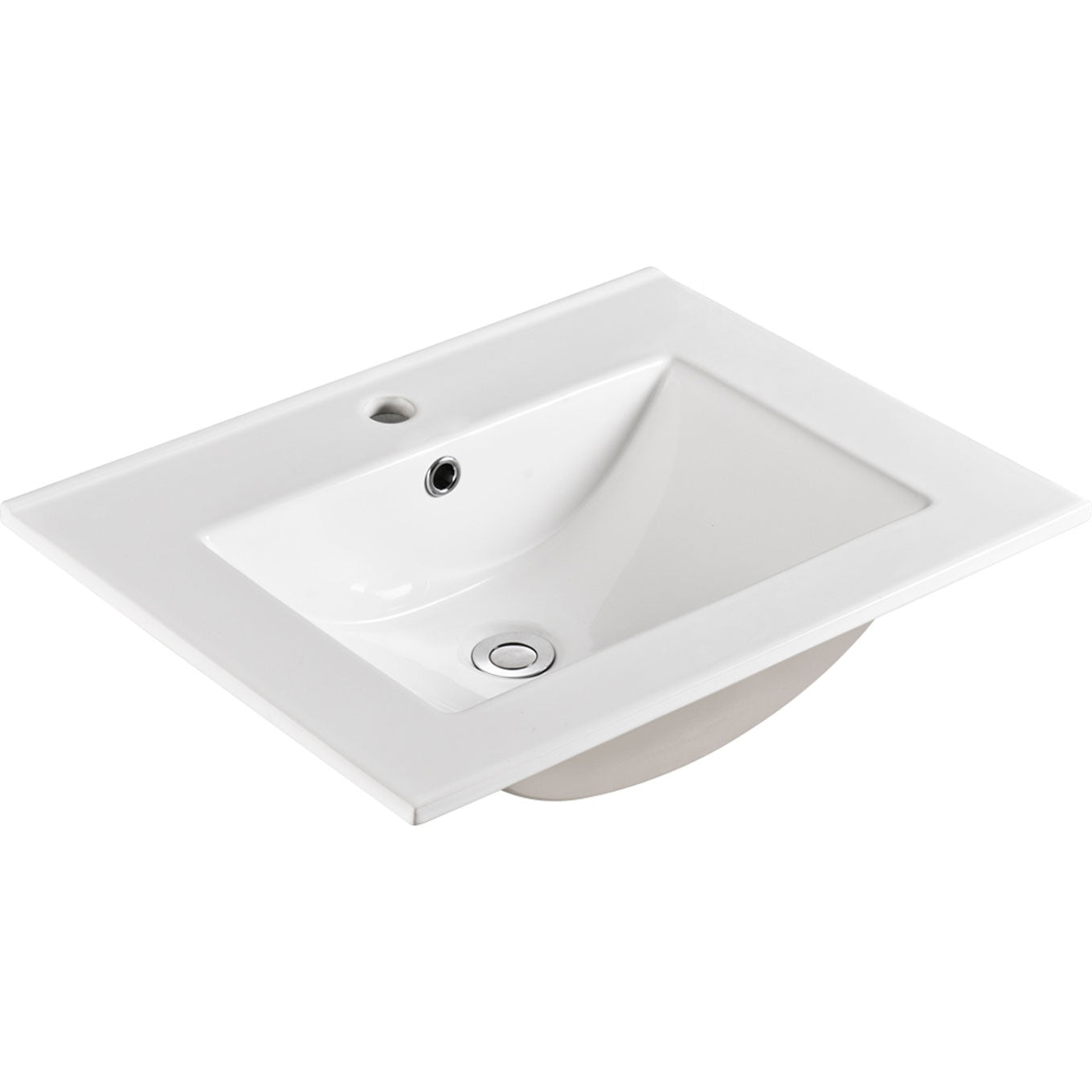 Fienza Dolce Ceramic Basin Top 600 x 460mm 1TH, Gloss White