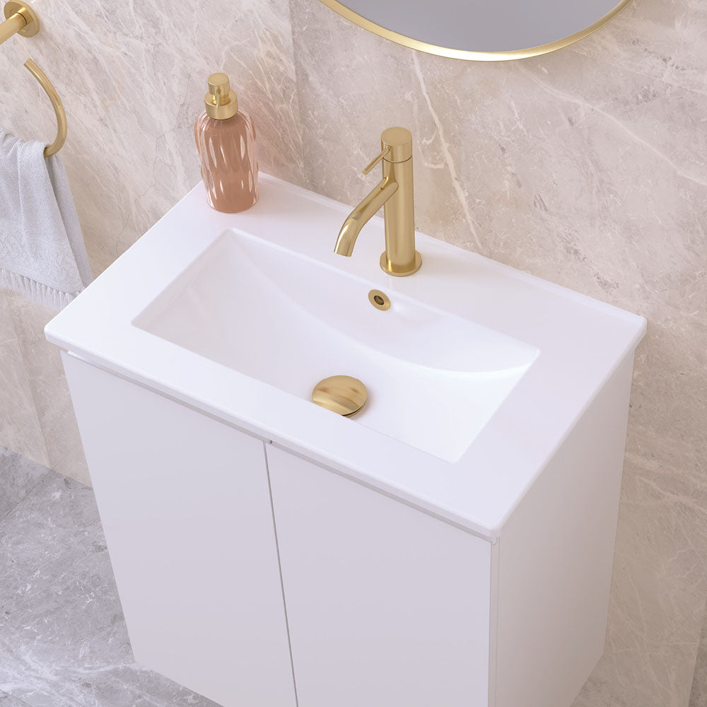 Fienza Dolce Ceramic Basin Top 600 x 460mm 1TH, Gloss White