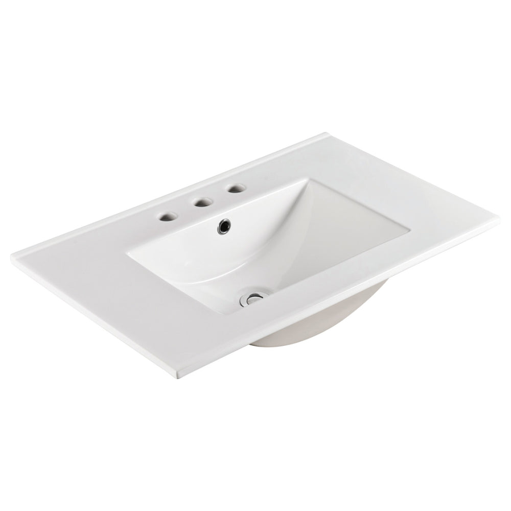Fienza Dolce Ceramic Basin Top 750 x 460mm 3TH, Gloss White