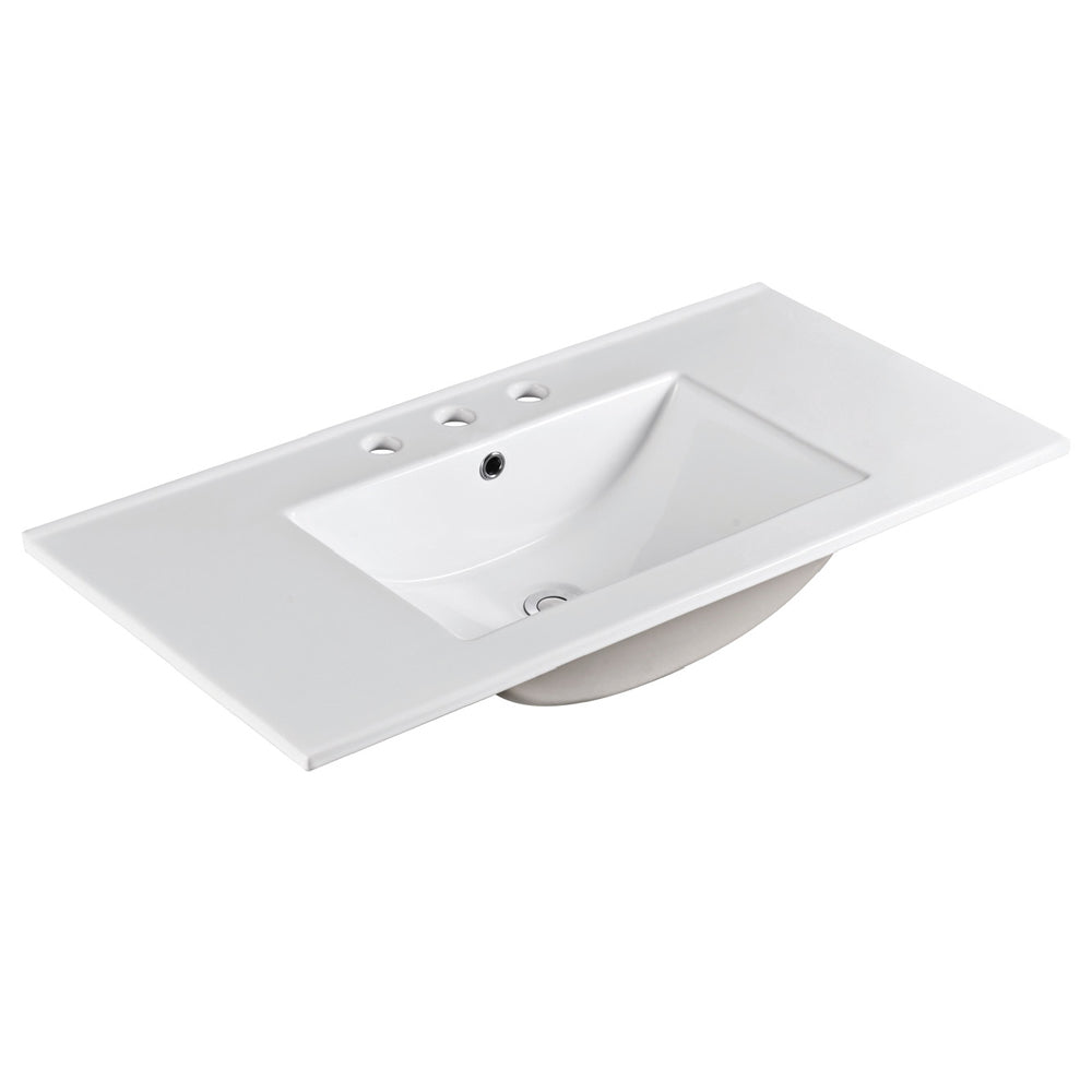Fienza Dolce Ceramic Basin Top 900 x 460mm 3TH, Gloss White