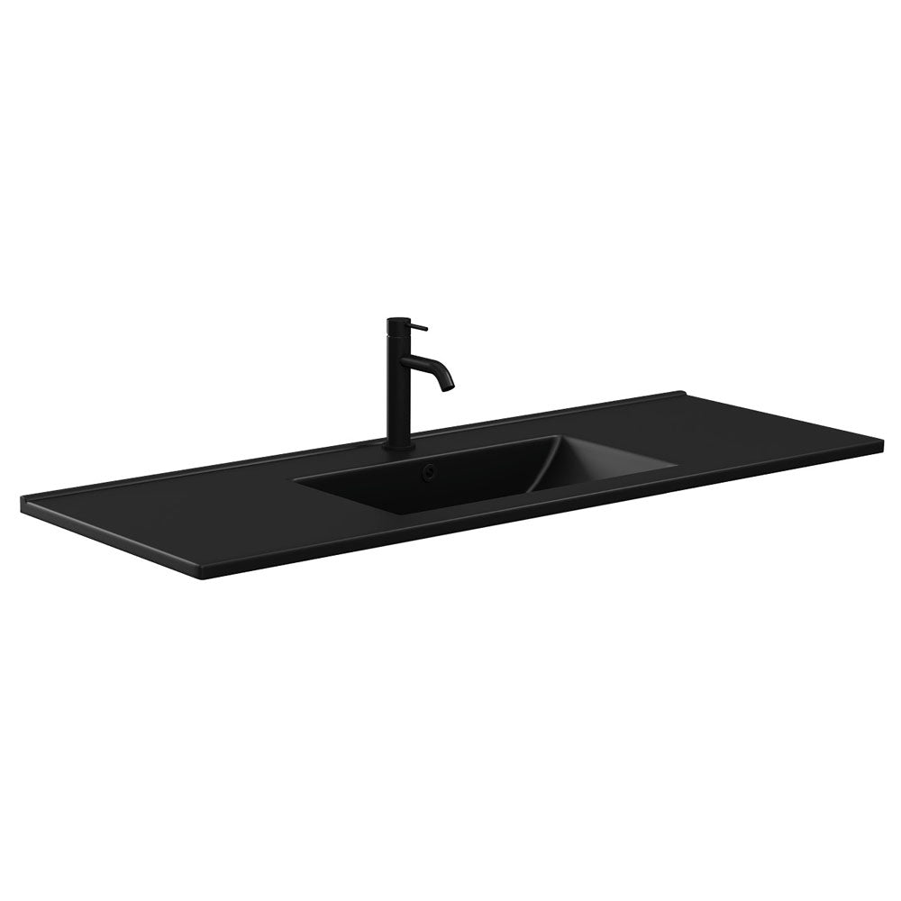 Fienza Dolce Ceramic Basin Top 1200 x 460mm 1TH, Matte Black