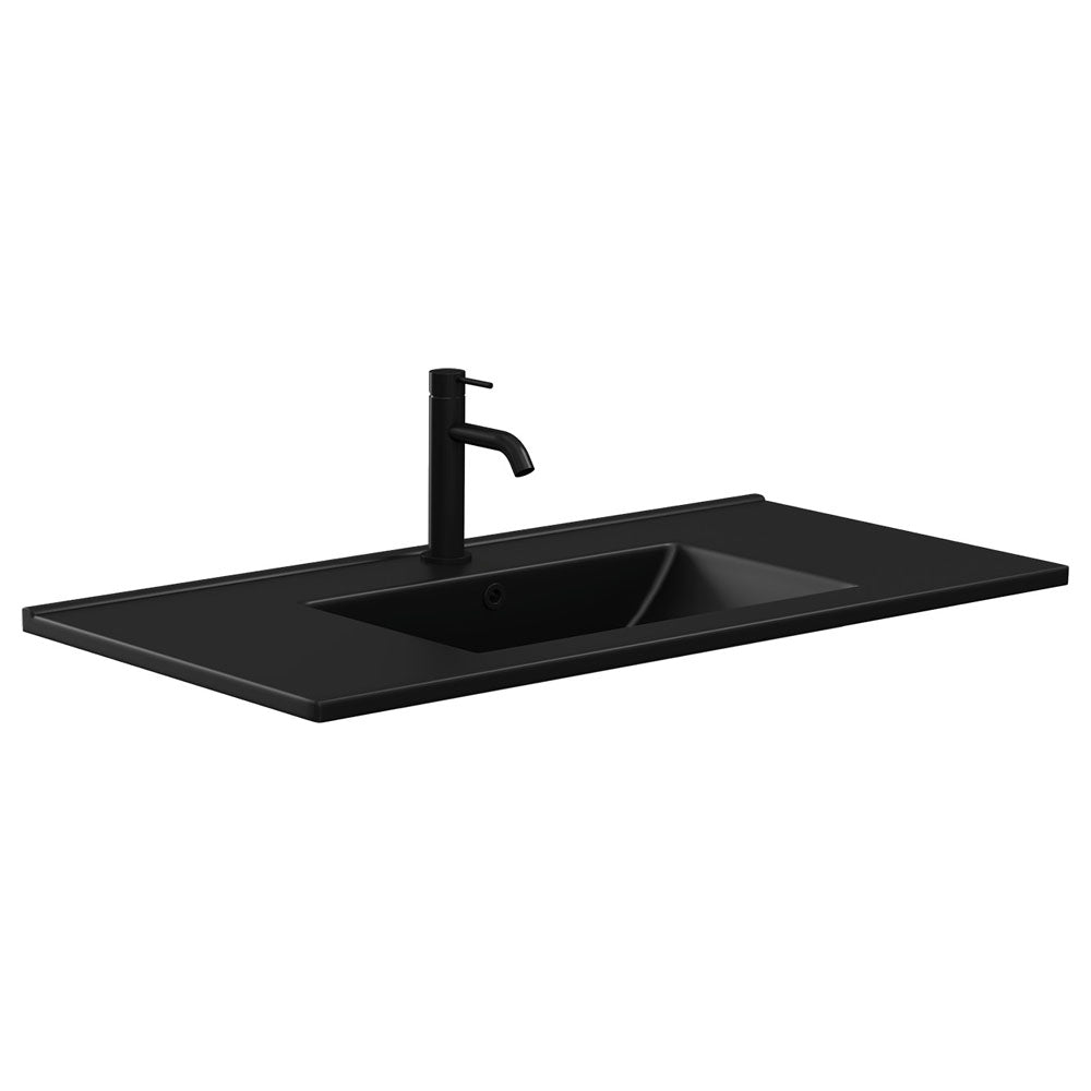 Fienza Dolce Ceramic Basin Top 900 x 460mm 1TH, Matte Black