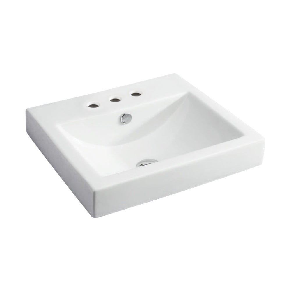 Fienza Low Profile Semi-Inset Basin 500 x 445 x 158mm 3TH, Gloss White