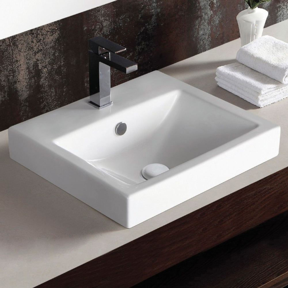 Fienza Low Profile Semi-Inset Basin 500 x 445 x 158mm, Gloss White