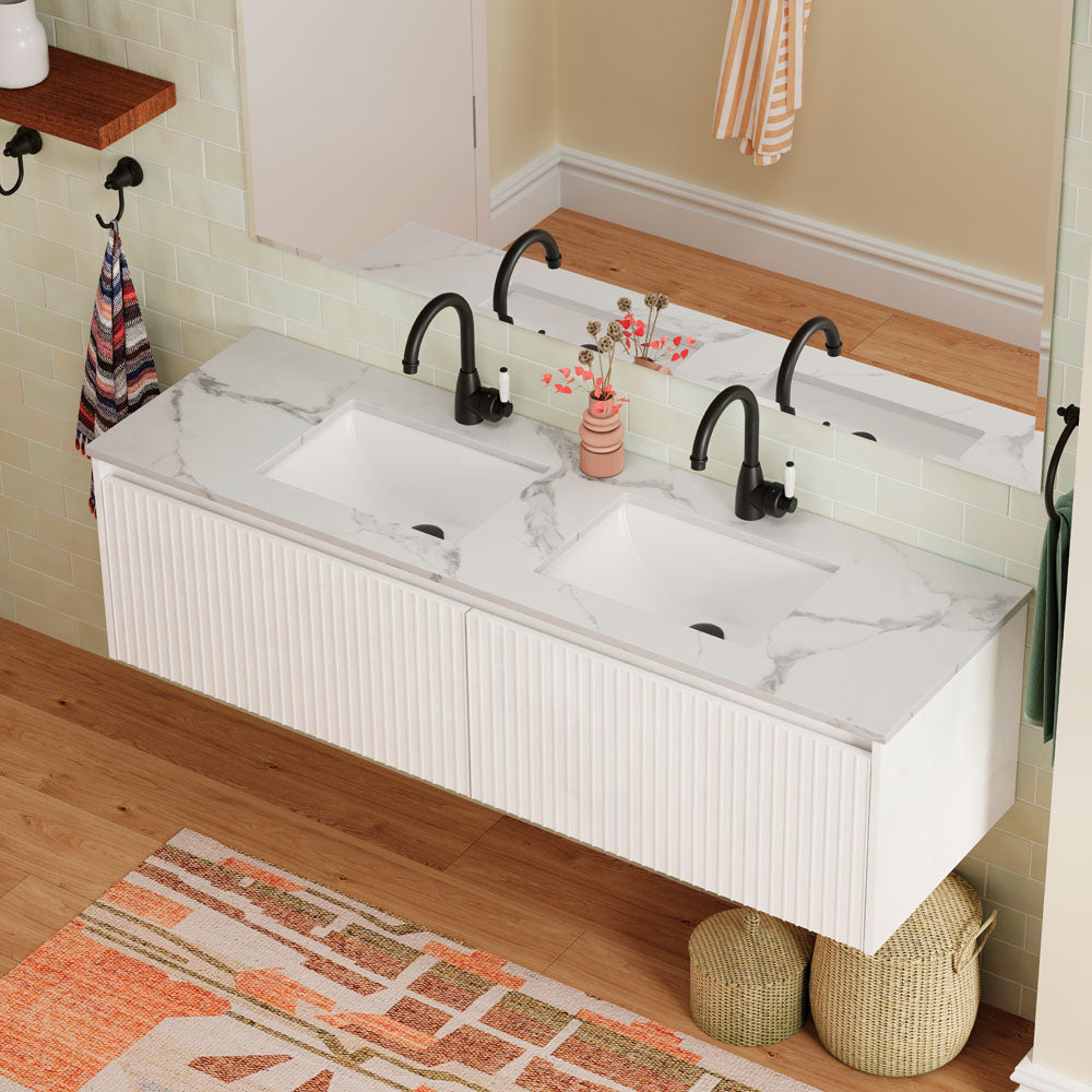 Fienza Sarah Undermount Basin 455 x 335 x 190mm with Overflow, Gloss White