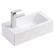 Fienza Linea Wall Hung Basin Left Hand Tap, Gloss White