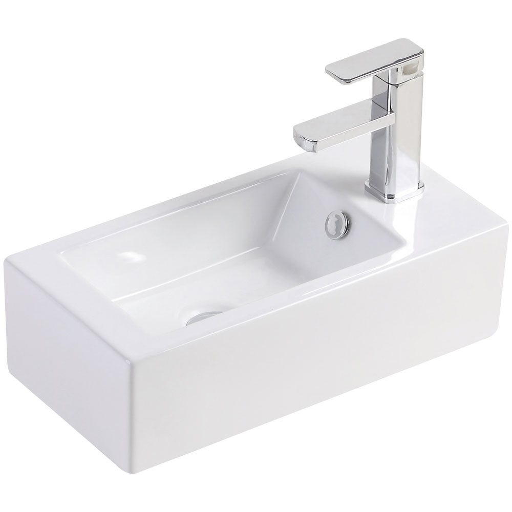 Fienza Linea Wall Hung Basin Right Hand Tap, Gloss White