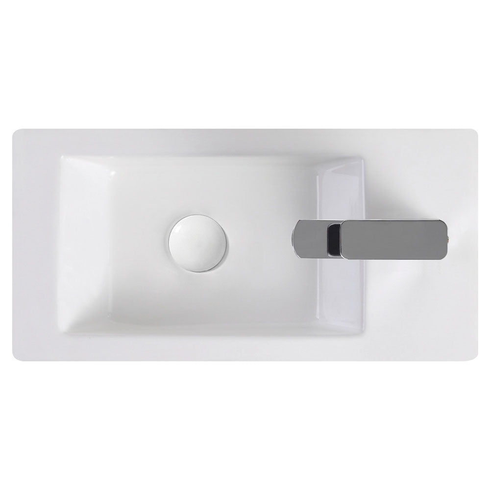 Fienza Linea Wall Hung Basin Right Hand Tap, Gloss White