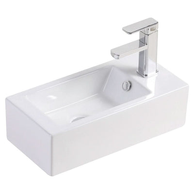 Fienza Linea Wall Hung Basin Right Hand Tap, Gloss White
